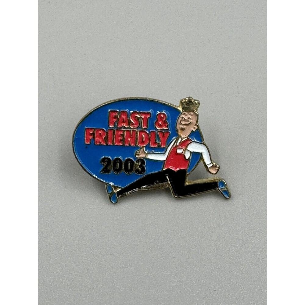 Vintage 2003 Fast & Friendly Blue Background‎ Lapel Pin